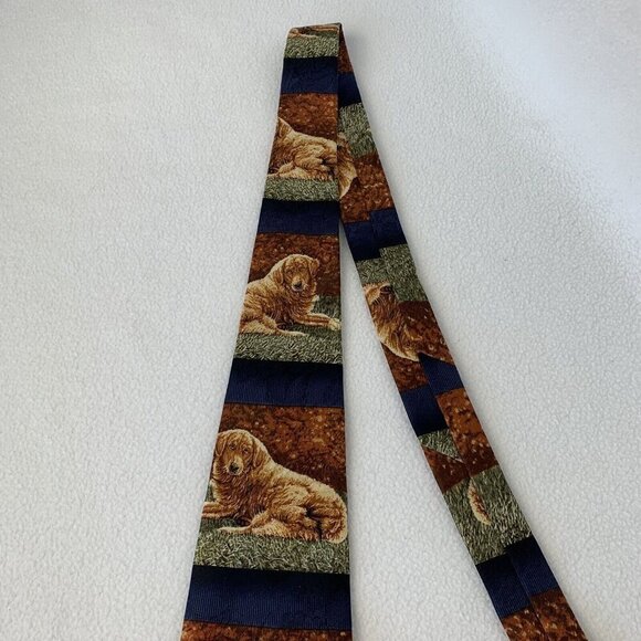Golden Retriever 100% Silk 57” Dog And Baseball Men’s Tie Bonnie Marris - Picture 5 of 8